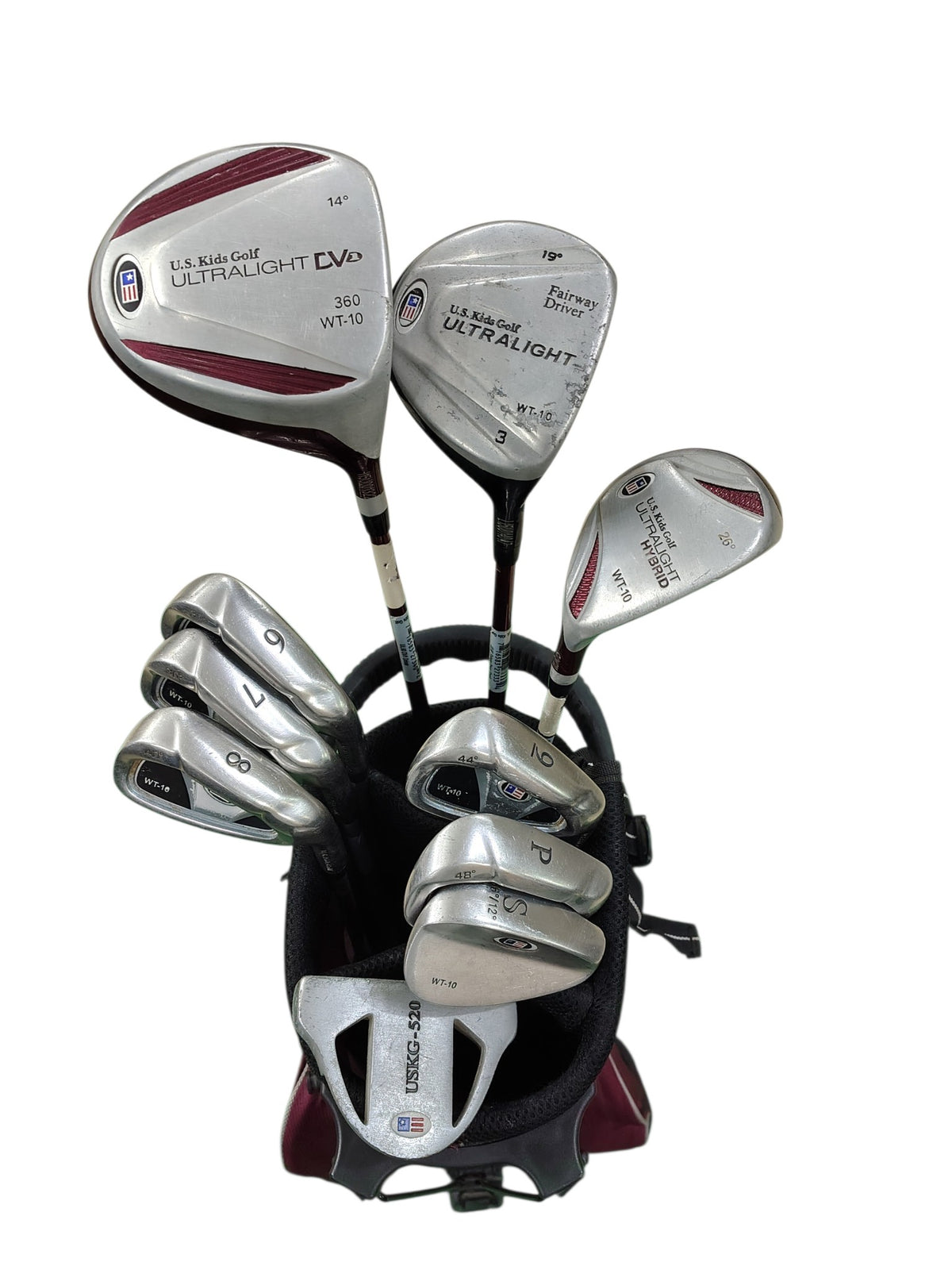 Pre Loved US Kids Ultralight WT-10 Golf Set - 10 Clubs + Bag - Size 60"
