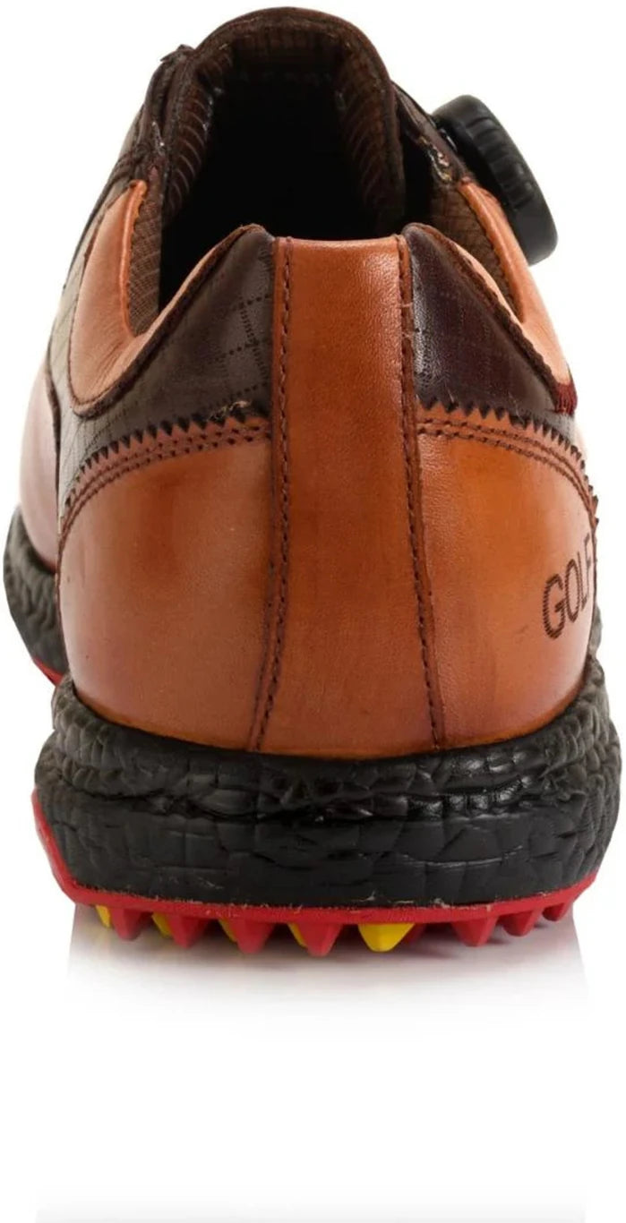 Hitcaro Leather BOA Spikeless Golf Shoes – Tan & Brown