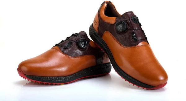 Hitcaro Leather BOA Spikeless Golf Shoes – Tan & Brown
