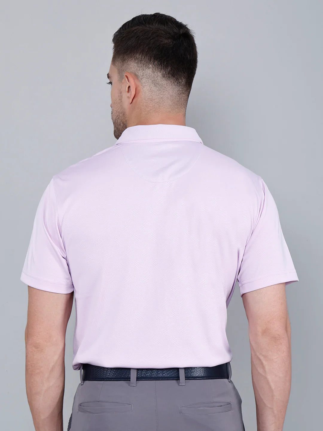 I-GOLF Men's Pink Printed Golf Polo T Shirt