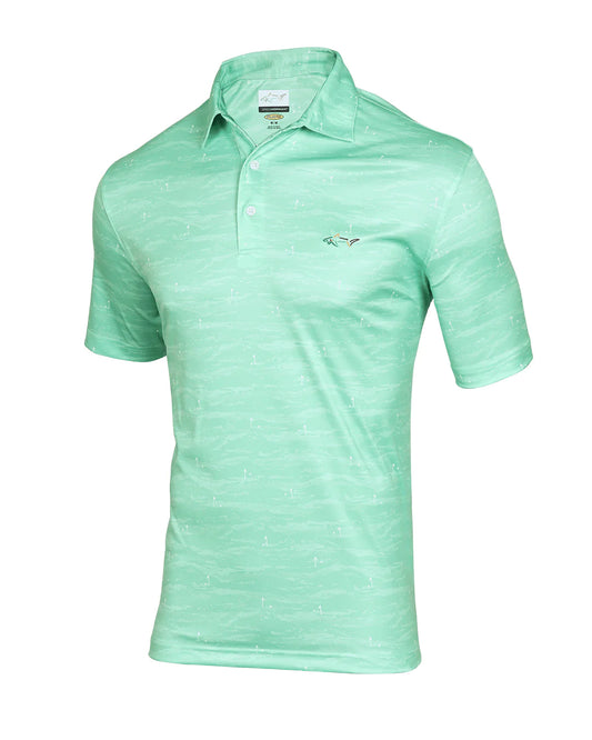 GREG NORMAN Lime Meadow Print Golf Polo T Shirt