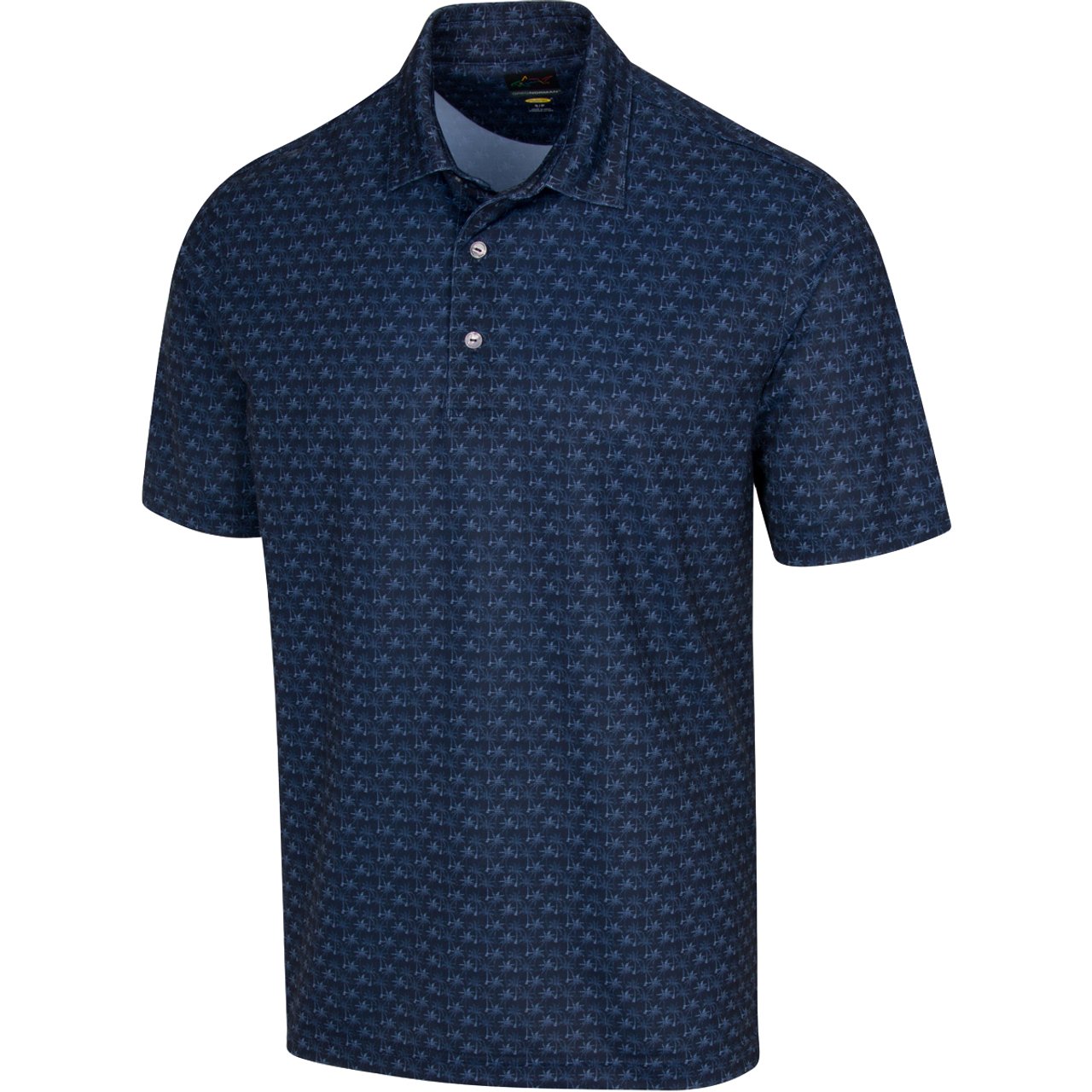 GREG NORMAN Freedom Micro Pique Palm Print Polo Navy