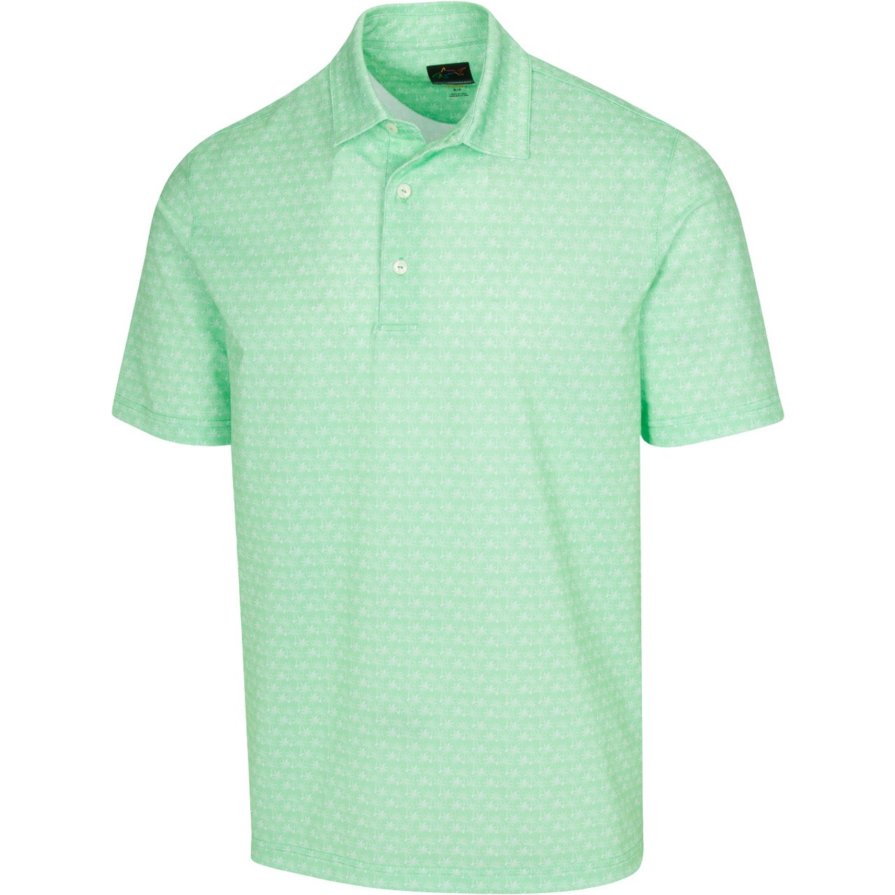 GREG NORMAN Freedom Micro Pique Palm Print Polo Lime Meadow