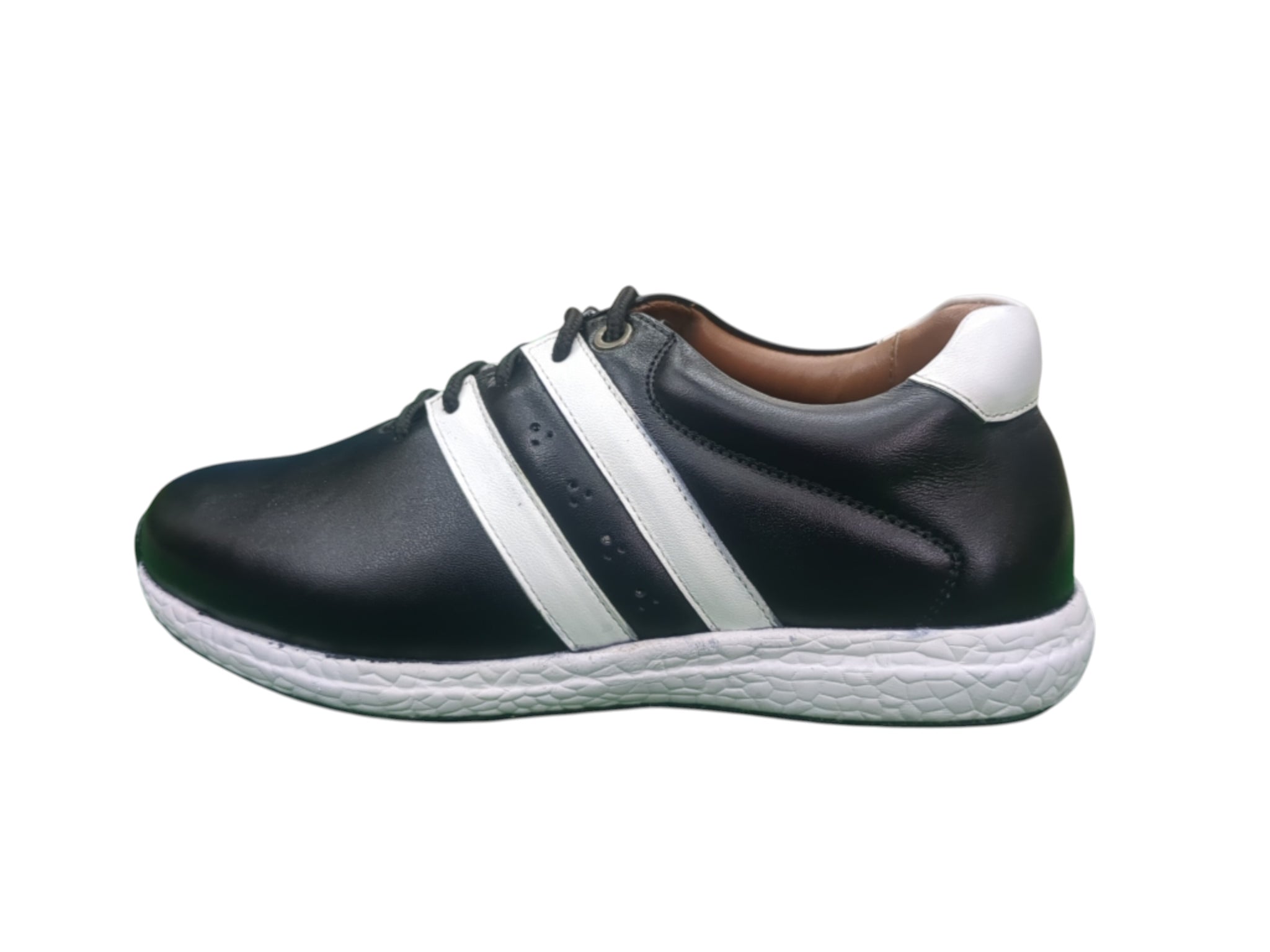 Hitcaro Golf Men's Leather Spikeless Golf Shoes - Black & White